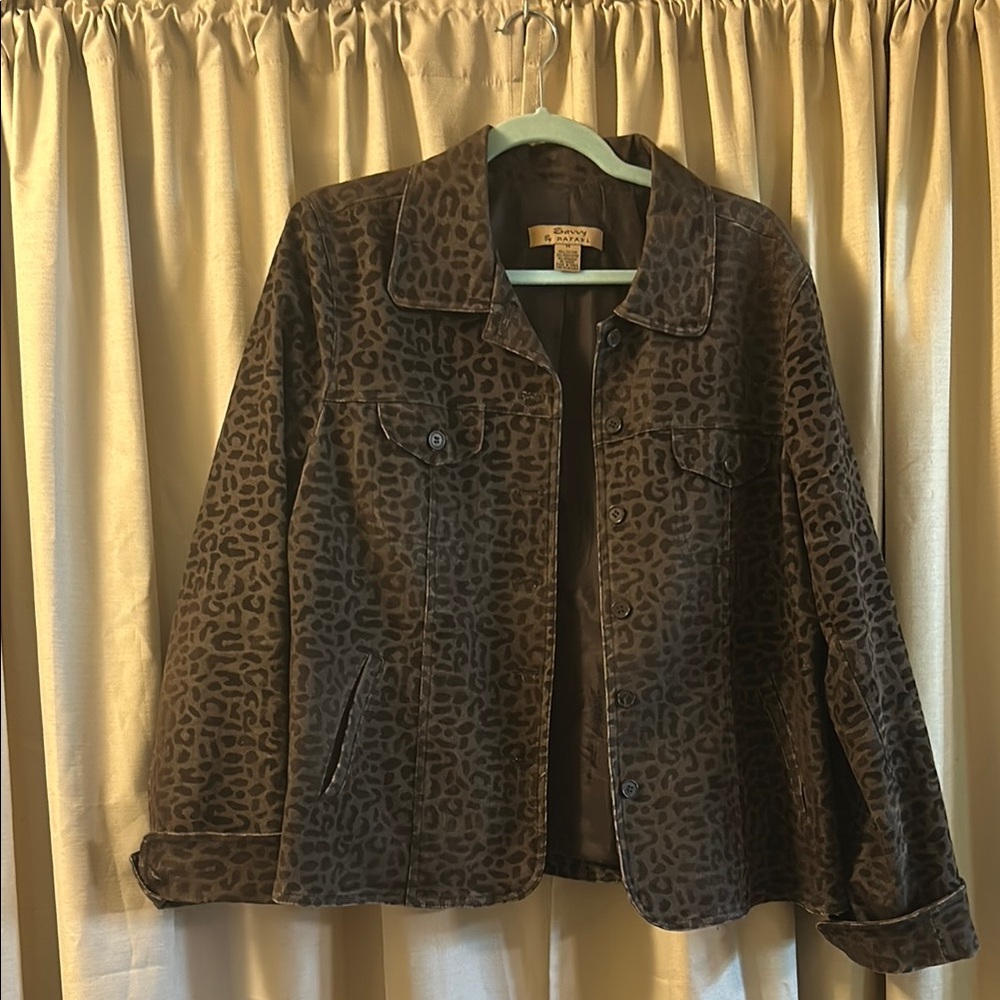Savvy by Rafael Brown leopard print Jean Jacket